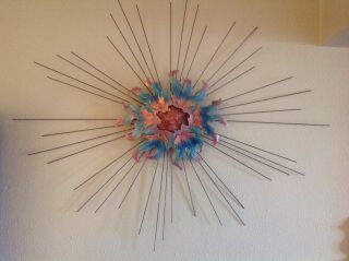 Incredible Vintage Sunburst Copper Enamel Wall Sculpture By Bovano Of Cheshire