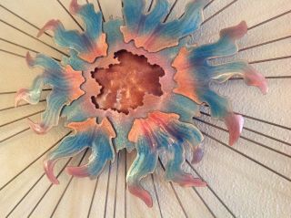 INCREDIBLE Vintage Sunburst Copper Enamel Wall Sculpture by Bovano of Cheshire 2