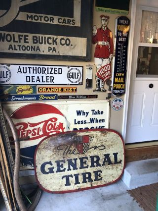 Vintage 1947 General Tire Sign 31” X 48” Rare Advertising Gas Station Antique