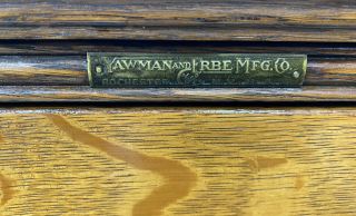 Vintage Yawman and Erbe MFG Tiger Oak 6 Drawer Wooden Library Card File Cabinet 3
