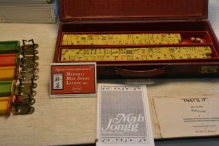 Butterscotch Vintage Mah Jongg Mahjong Set 152 Tiles 5 Racks Bakelite Rare China