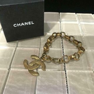 CHANEL CoCo Logo Ladies Women ' s Gold Bracelet Bangle Chain Round Vintage 2