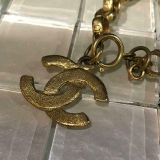 CHANEL CoCo Logo Ladies Women ' s Gold Bracelet Bangle Chain Round Vintage 3