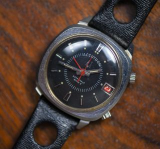 Vintage Bulova Accutron Astronaut Mark Ii Gmt Watch Rare Signed Rally Band 1976