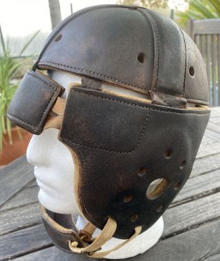 Antique Dog Ear Vintage ALL Leather THOMAS E.  WILSON 1920’s Football Helmet Old 2