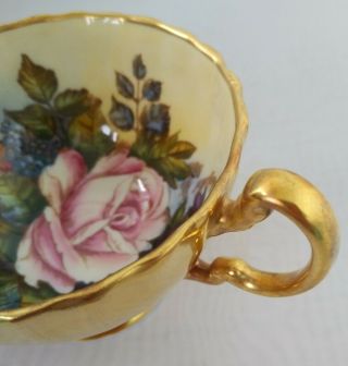 Vintage Aynsley Signed Bailey Cabbage Rose Tea Cup & Saucer LOOK Bone China 3