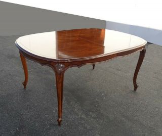 Vintage French Country Brown Dining Room Table w Two Leaves Century Furn.  Style 3