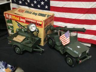 Rare Vintage 1965 Gi Joe Offical Combat Jeep With Trailer Complete