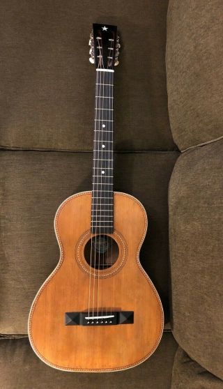 Vintage Antique Raymond Wurltitzer Brand Parlor Guitar With Case And Truss Rod