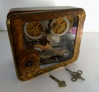 Vintage Sargent & Greenleaf Brass Bank Vault Time Lock,  Keys,  Runs