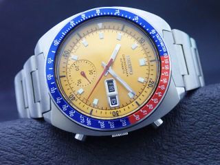 Vintage Seiko 6139 - 6002 Automatic Chronograph Mens Watch Pepsi Yellow