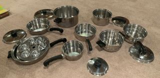 14pc Vintage Saladmaster Stainless Steel 18 - 8 Tri - Clad Cookware Set - Vapolid