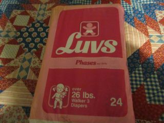 Vintage Collectable Luvs Diapers Size Xl Plastic Cover 1992 Bag Of 24 Rare
