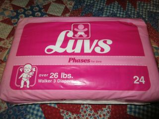 Vintage Collectable Luvs diapers size XL plastic cover 1992 bag of 24 RARE 2