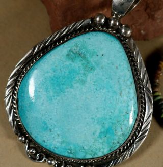 Big Old Pawn Vintage Navajo 3 1/2 " Slab Light Blue Turquoise Sterling Pendant