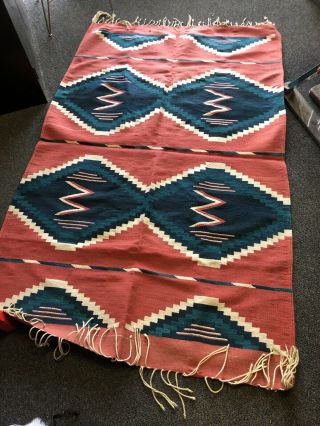 Old Antique Vtg Navajo Or Mexican Rug Blanket Native American 74x45