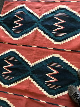 Old Antique Vtg Navajo Or Mexican Rug Blanket Native American 74x45 3