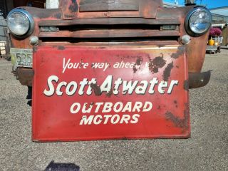 Rare Vintage Scott Atwater Outboard Motor Metal Boat Dealer Convex Sign