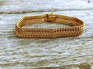 Vintage 14k Gold Italy Wide Chain Bracelet 7 3/4″ And 13.  8 Grams