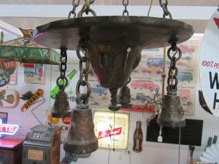 Hammered Antique Vintage Arts And Crafts Ceiling Mount Cast Metal Light Fixture