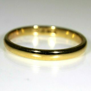 Vintage 1949 Classic 22ct Yellow Gold 2.  5mm Wedding Band Ring Q 1/2 8 1/2