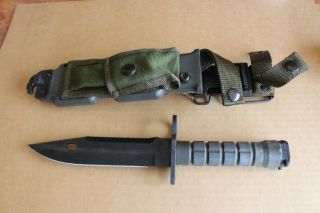 Vintage 1993 Buck 188 M9 Bayonet Fixed Bowie Knife Phrobis W/ Bianch Sheath