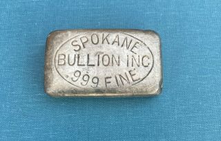 Vintage Spokane Bullion Inc 4.  21 Oz Poured Silver Bar Rare