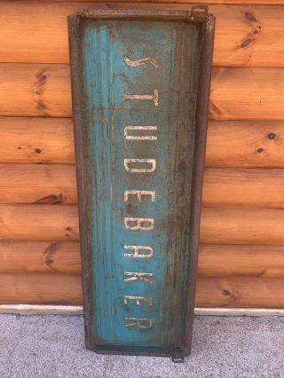 Vintage Studebaker Pickup Truck Tailgate Old Green Paint And Rust