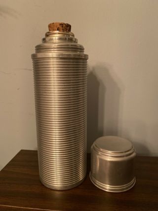 Vintage The American Thermos 10” Vacuum Bottle W/ Cork Model No 2280 Filler 22f