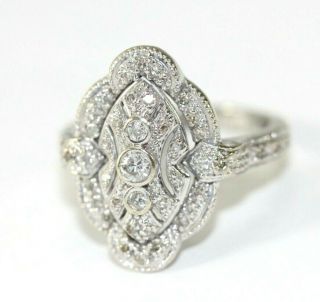 Vintage - Style 14k White Gold,  Diamond Womens Ring: Size 6,  1/2 Carat Tdw