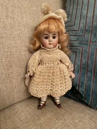 Stunning Extra Large Antique 6.  5” All Bisque Kestner 184 Antique Doll