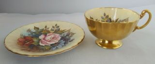 Vintage Aynsley Signed Bailey Cabbage Rose Tea Cup & Saucer Look Bone China 3/4