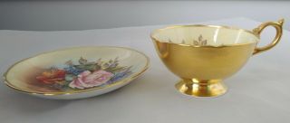 Vintage Aynsley Signed Bailey Cabbage Rose Tea Cup & Saucer Look Bone China 1/4