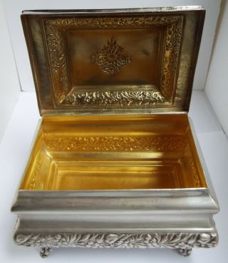 Large Heavy English Antique Vintage 1986 Solid Sterling Silver Table Box
