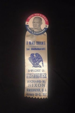 34th President Dwight D.  Eisenhower & Richard Nixon 2nd Inauguration Button