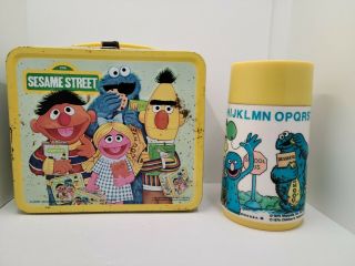 Vintage 1979 Aladdin Sesame Street Metal Lunch Box And Thermos Rare Cond