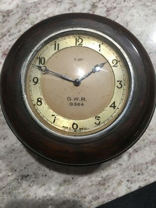 Vintage Great Western Railways 8 - Day Signal Boxtool Clock No 0364 Smith Pre 1939