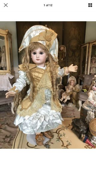 Antique French Doll Bebe Bru Jumeau Steiner Costume Dress Polichinelle