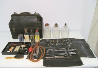 Vintage Funeral Embalming Grip Embalm Bottles Instruments Fluid Jars Prep Tools