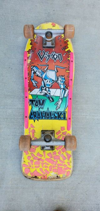 Vintage Tom Groholski Vision 80 ' s Skateboard Deck with Independent Trucks 2