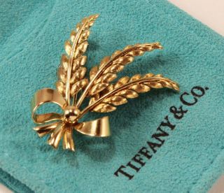 Vintage Tiffany & Co.  18k Yellow Gold Wheat Bow Pin Brooch
