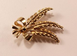 VINTAGE TIFFANY & CO.  18K YELLOW GOLD WHEAT BOW PIN BROOCH 2