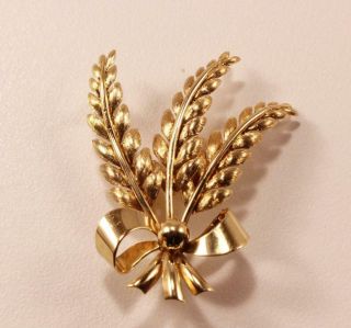 VINTAGE TIFFANY & CO.  18K YELLOW GOLD WHEAT BOW PIN BROOCH 3