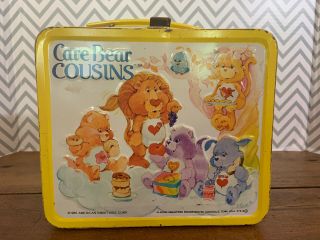 1985 Metal Yellow Care Bear Cousins Lunch Box,  No Thermos