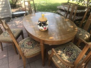 Vintage Triune By Drexel Heritage Expandable Dining Table & Chairs Set