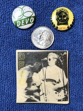 Devo 3 Rare Vintage Button Pinback Album Traditionalists Devo