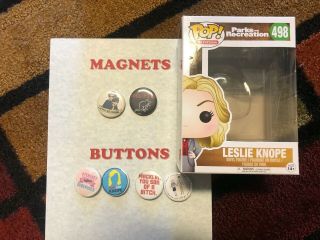 Leslie Knope Empty Funko Pop Box Parks And Recreation 498. ,  Buttons & Magnets