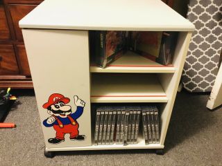 Vintage Nintendo Mario Rolling Cart/shelf/stand Nes Console Tv Stand Only