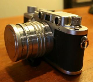 Vintage Leica IIIF (3f) Ernst Leitz Wetzlar Camera with Lens and Leather Case 2