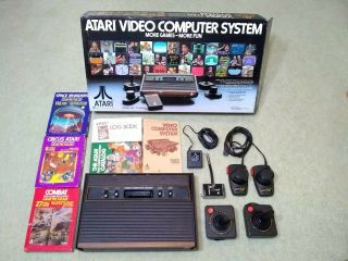 Vintage Atari 2600 Video Game System With 3 Games